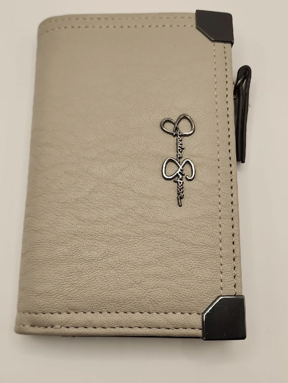 Jessica Simpson Taupe Wallet with Gunmetal Corners